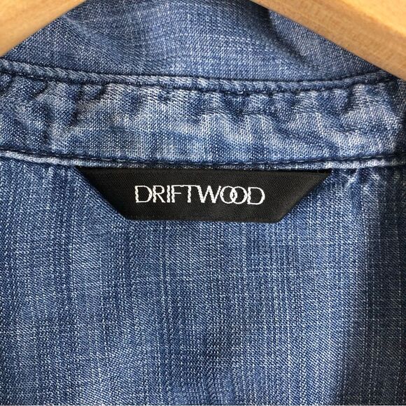 Driftwood Auger Falls Floral Embroidered Chambray Denim Button Up Shirt Small - Picture 4 of 7